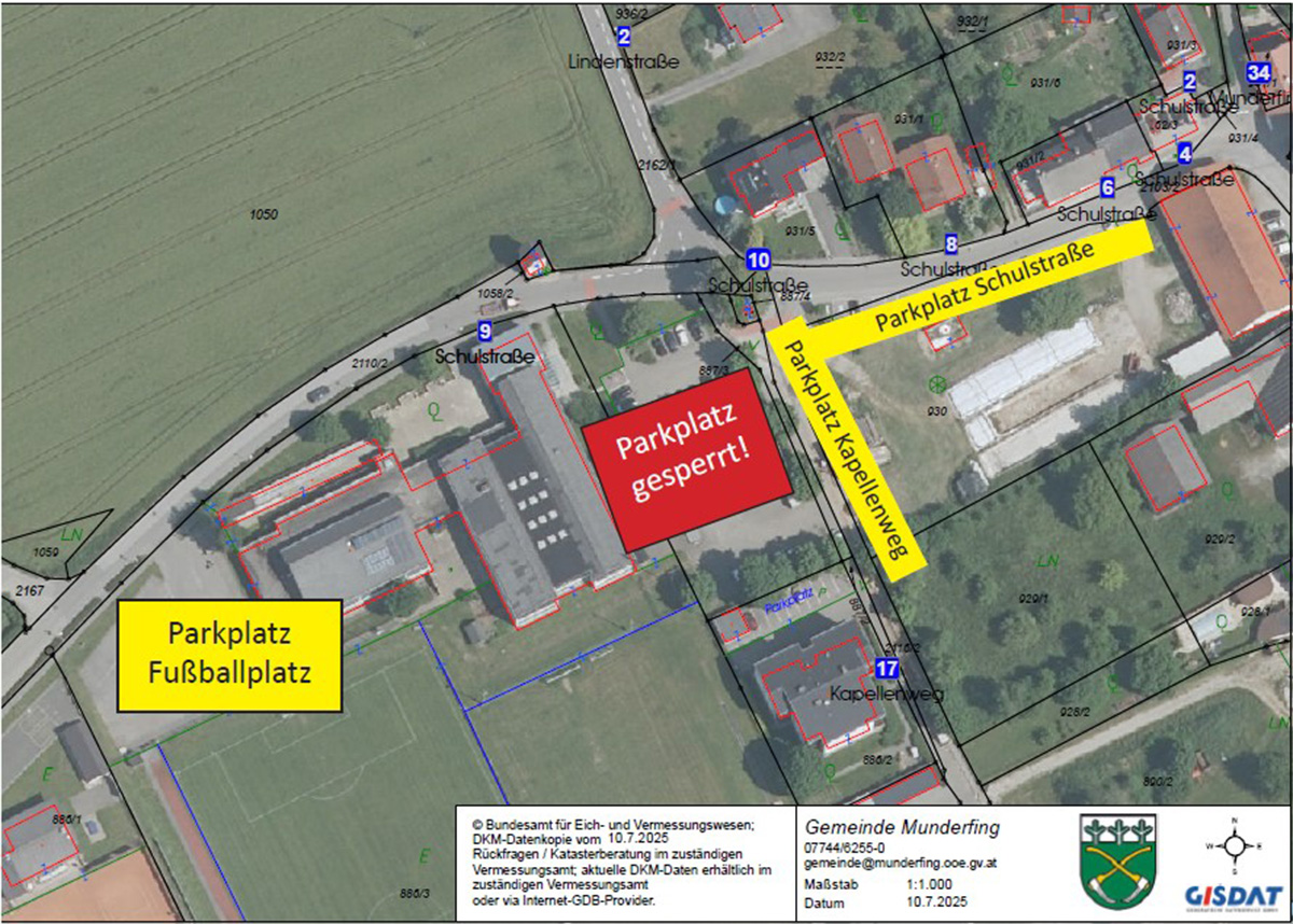 Schulparkplatz gesperrt!